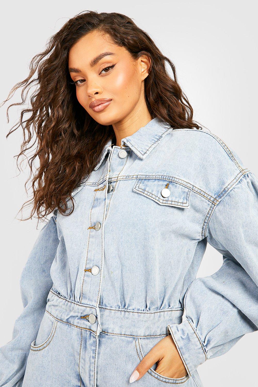 Denim store playsuit boohoo